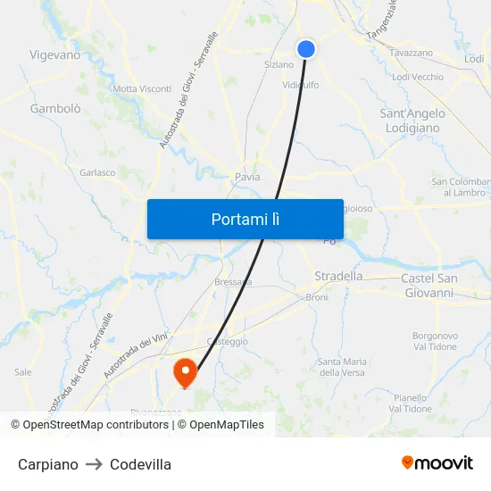 Carpiano to Codevilla map