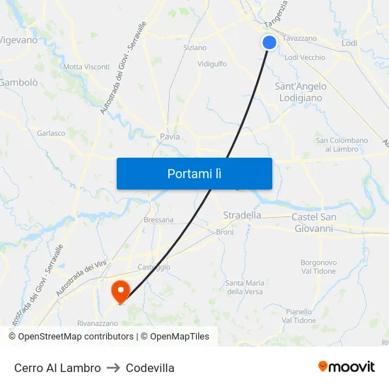 Cerro Al Lambro to Codevilla map