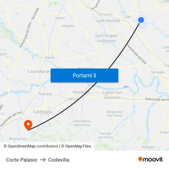 Corte Palasio to Codevilla map