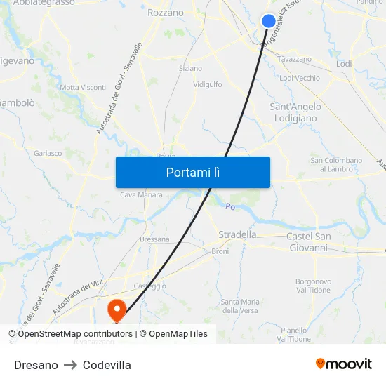 Dresano to Codevilla map