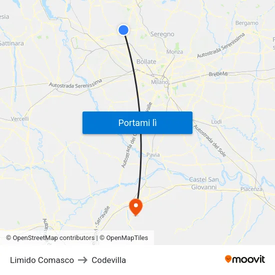 Limido Comasco to Codevilla map