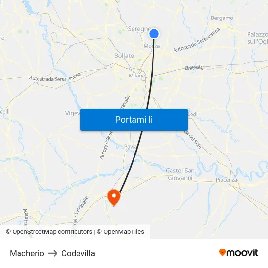 Macherio to Codevilla map