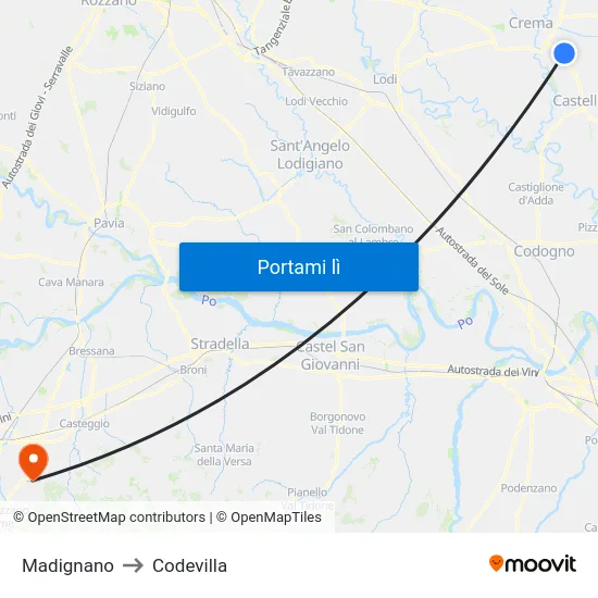 Madignano to Codevilla map