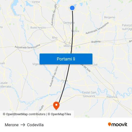 Merone to Codevilla map