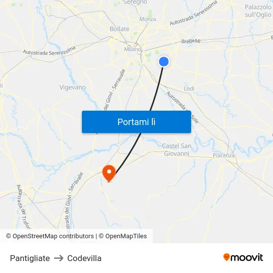Pantigliate to Codevilla map