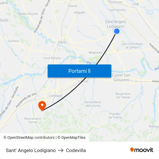 Sant' Angelo Lodigiano to Codevilla map