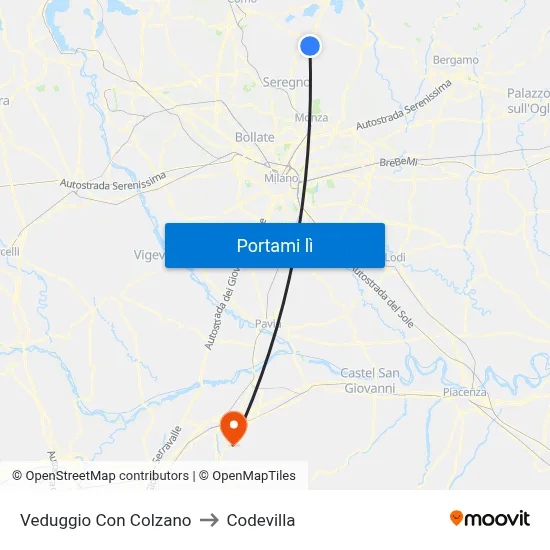 Veduggio Con Colzano to Codevilla map