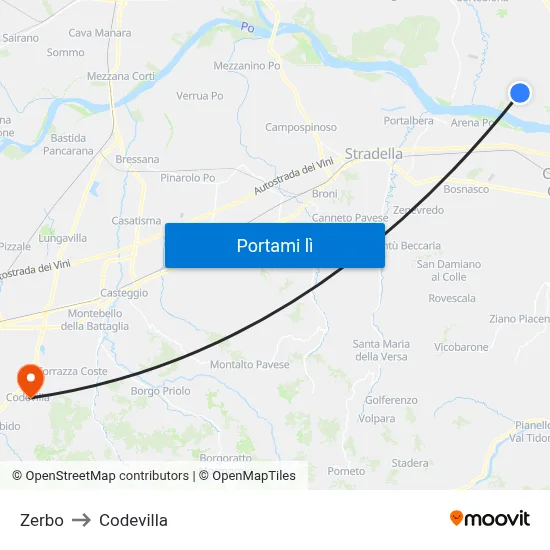 Zerbo to Codevilla map