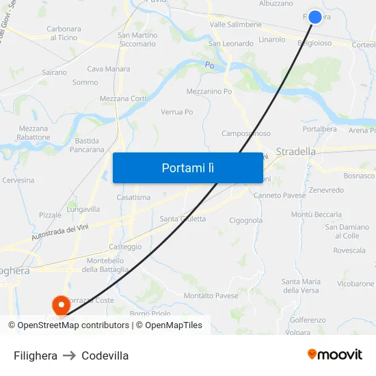 Filighera to Codevilla map