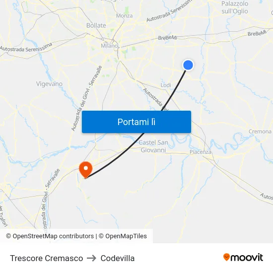 Trescore Cremasco to Codevilla map