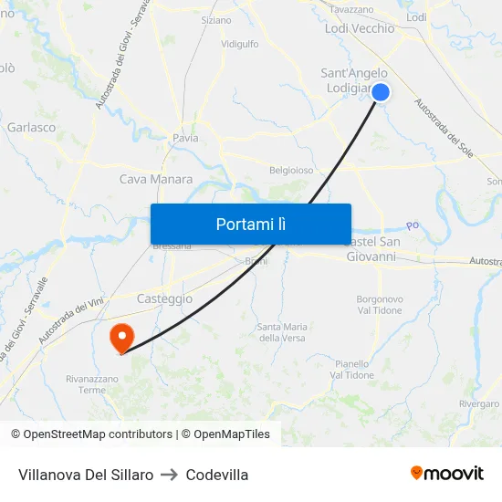 Villanova Del Sillaro to Codevilla map