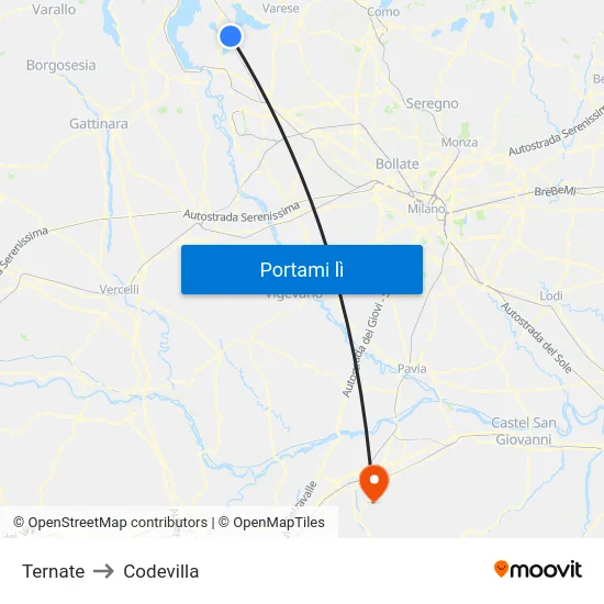 Ternate to Codevilla map