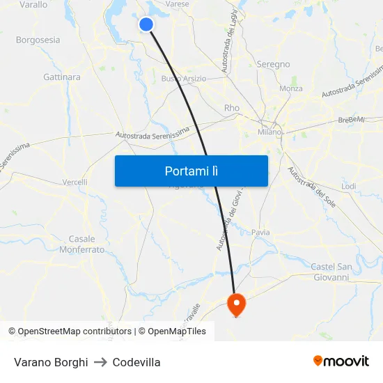 Varano Borghi to Codevilla map
