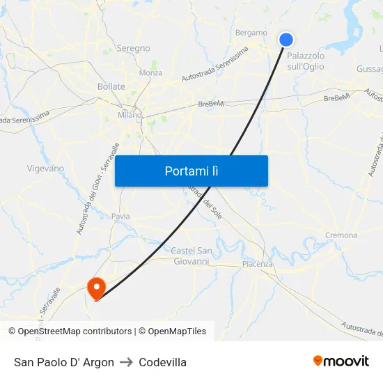 San Paolo D' Argon to Codevilla map