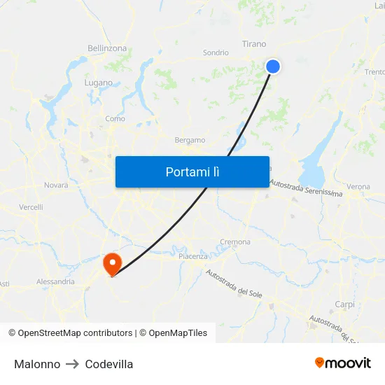 Malonno to Codevilla map