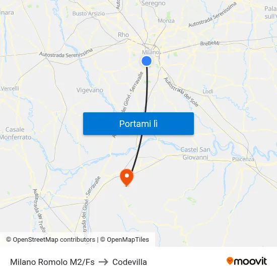 Milano Romolo M2/Fs to Codevilla map
