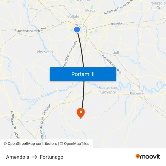 Amendola to Fortunago map