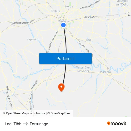 Lodi Tibb to Fortunago map