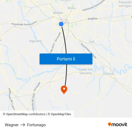 Wagner to Fortunago map