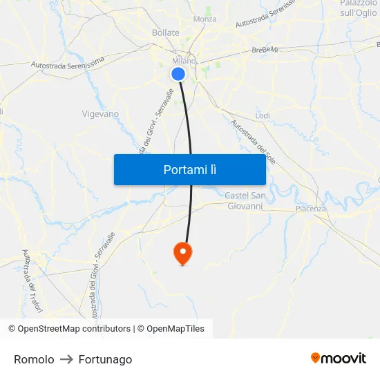Romolo to Fortunago map