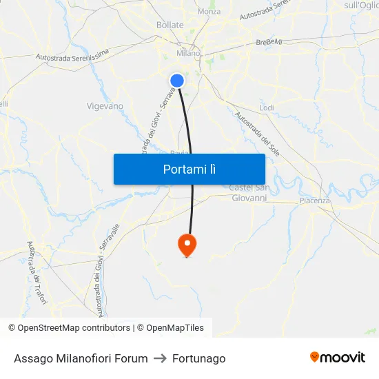 Assago Milanofiori Forum to Fortunago map