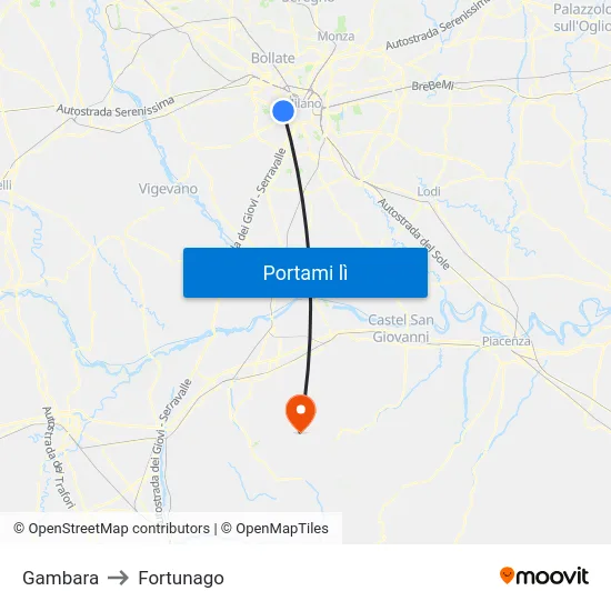 Gambara to Fortunago map