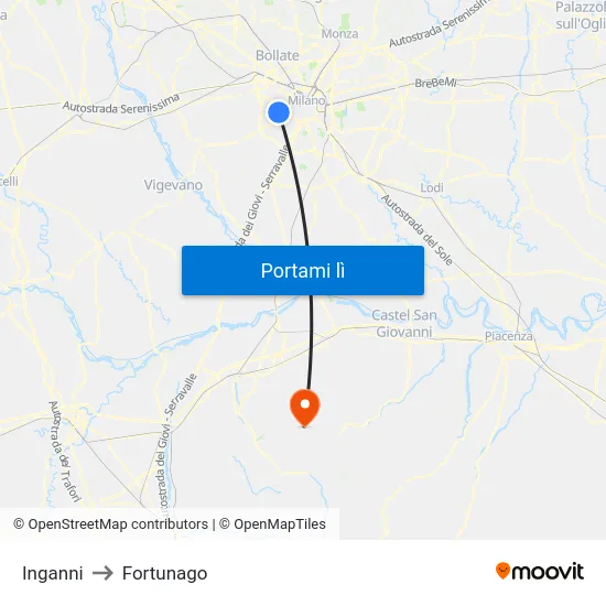 Inganni to Fortunago map