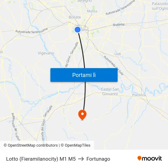 Lotto M1 M5 to Fortunago map