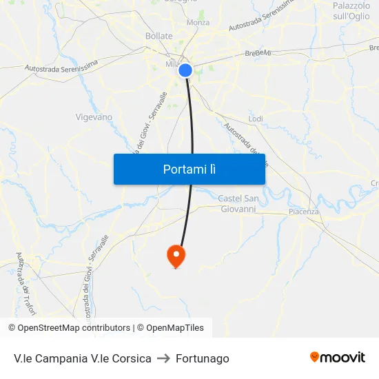V.le Campania V.le Corsica to Fortunago map