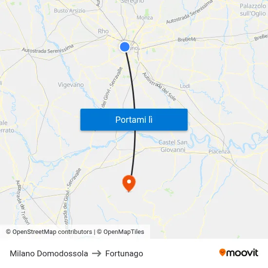 Milano Domodossola to Fortunago map