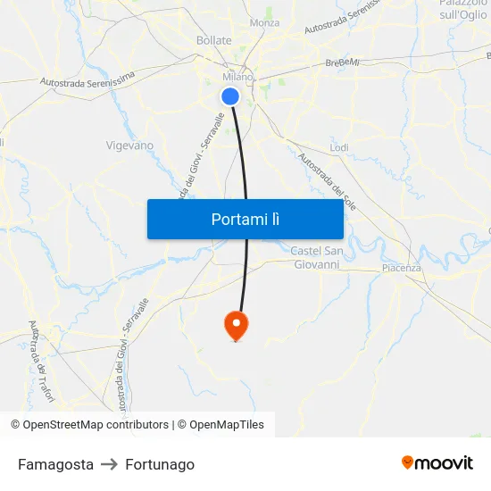 Famagosta to Fortunago map
