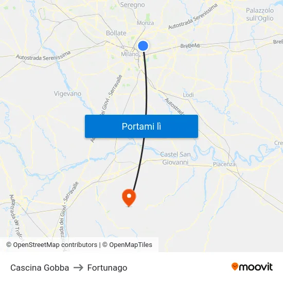 Cascina Gobba to Fortunago map