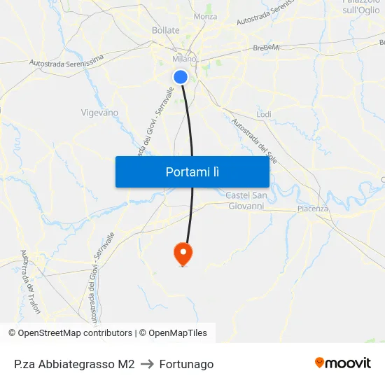 P.za Abbiategrasso M2 to Fortunago map