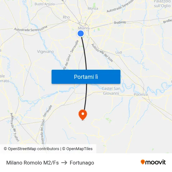 Milano Romolo M2/Fs to Fortunago map