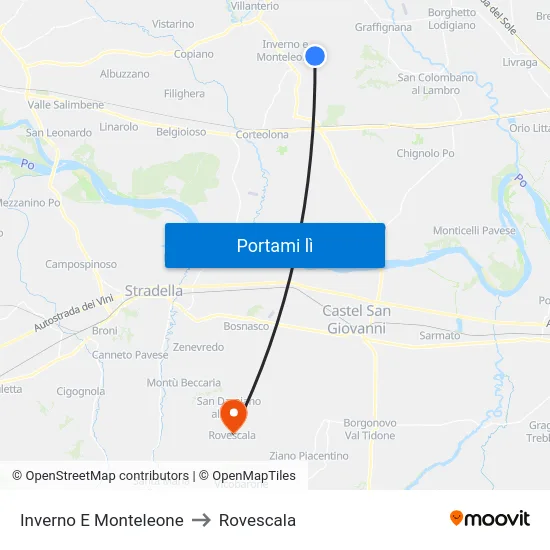 Inverno E Monteleone to Rovescala map