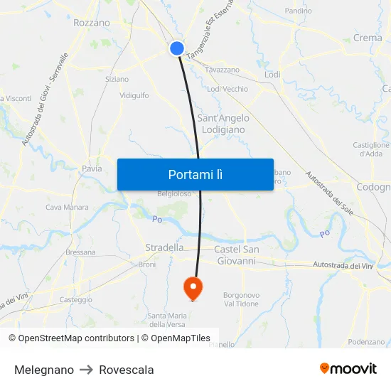 Melegnano to Rovescala map