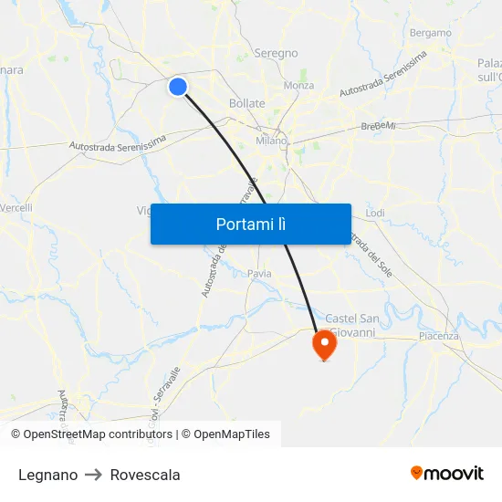 Legnano to Rovescala map