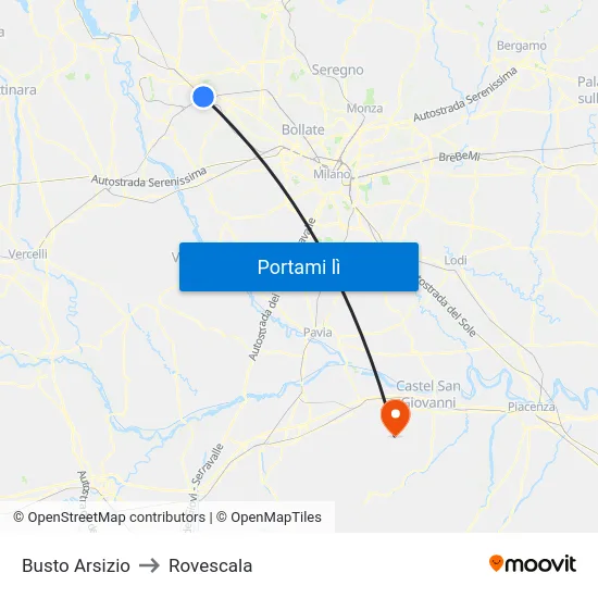 Busto Arsizio to Rovescala map