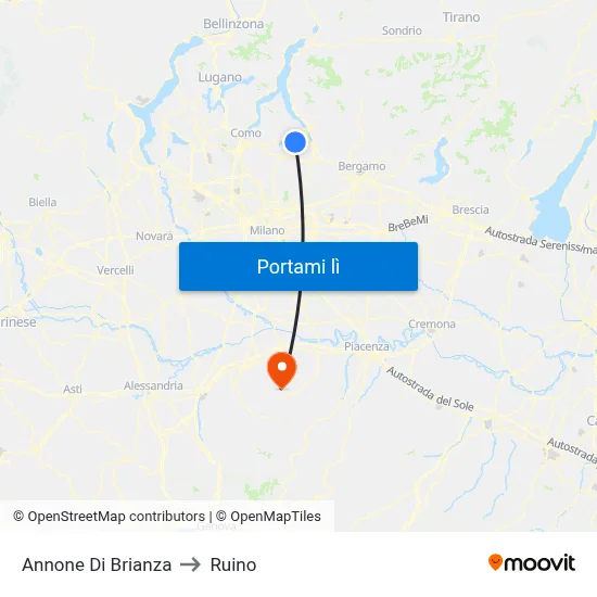 Annone Di Brianza to Ruino map