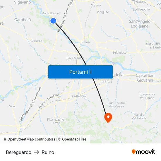 Bereguardo to Ruino map