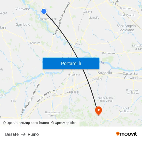 Besate to Ruino map