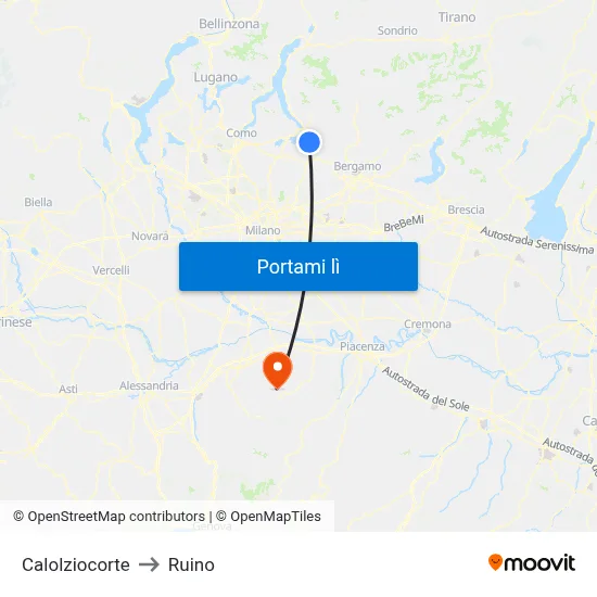 Calolziocorte to Ruino map