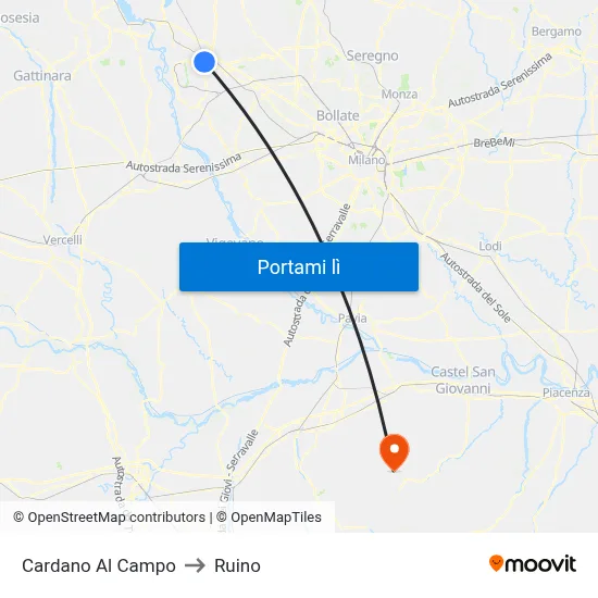 Cardano Al Campo to Ruino map