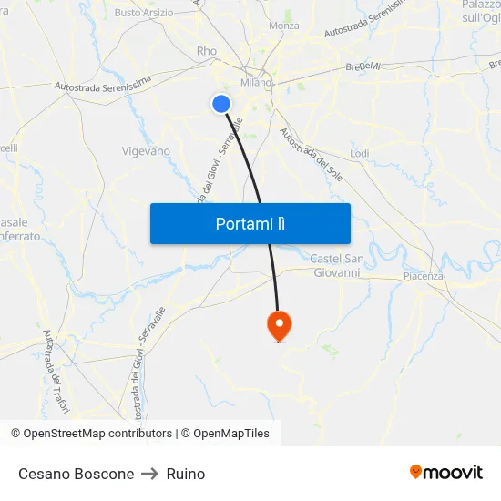 Cesano Boscone to Ruino map