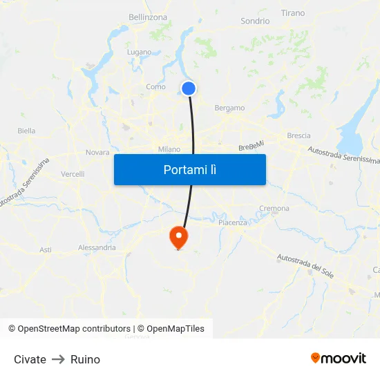 Civate to Ruino map