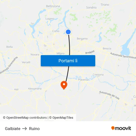 Galbiate to Ruino map