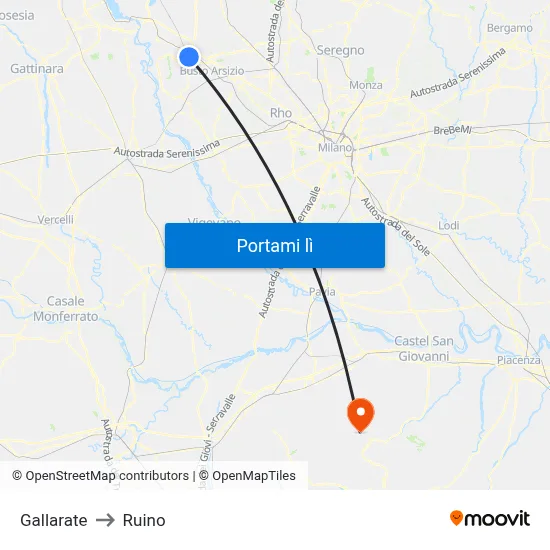 Gallarate to Ruino map