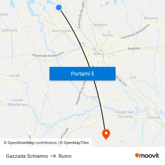 Gazzada Schianno to Ruino map