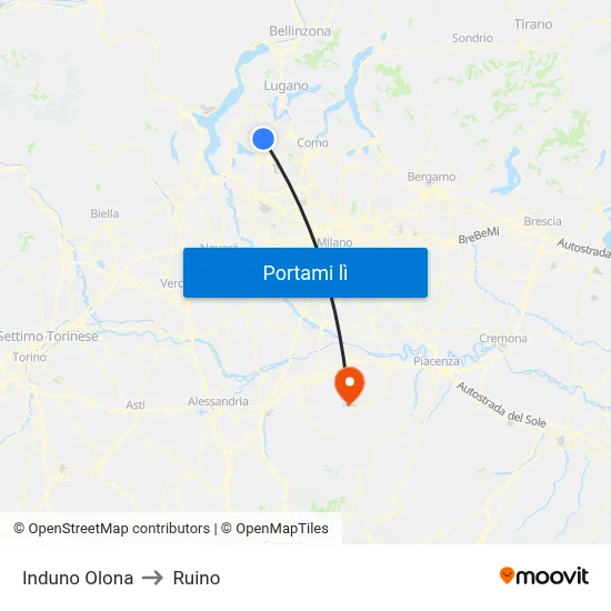 Induno Olona to Ruino map