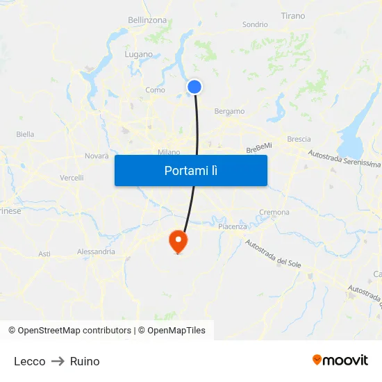 Lecco to Ruino map